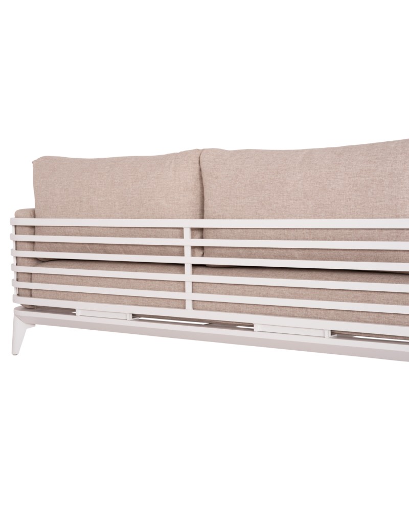 ORION Sofa Set | White Aluminium with beige cushions