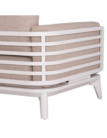 ORION Sofa Set | White Aluminium with beige cushions