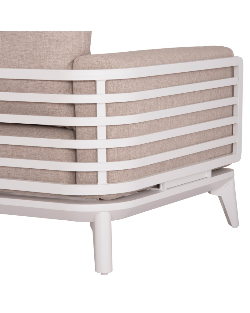 ORION Sofa Set | White Aluminium with beige cushions
