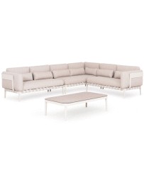 PEGASUS Sofa Set | Cream Aluminium with beige rope