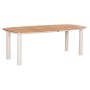 EUTOPIA Dining Table 220x100x75hcm | Cream White Aluminium withTeak Wood