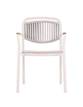 DEXTER  Arnchair | White Cream Aluminium withTeak Wood
