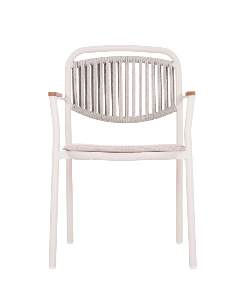 DEXTER  Arnchair | White Cream Aluminium withTeak Wood