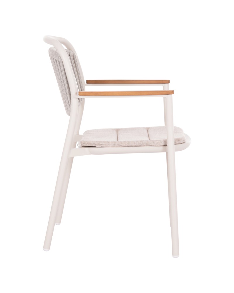 DEXTER  Arnchair | White Cream Aluminium withTeak Wood
