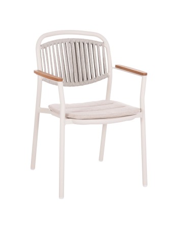 DEXTER  Arnchair | White Cream Aluminium withTeak Wood