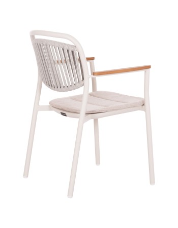 DEXTER  Arnchair | White Cream Aluminium withTeak Wood