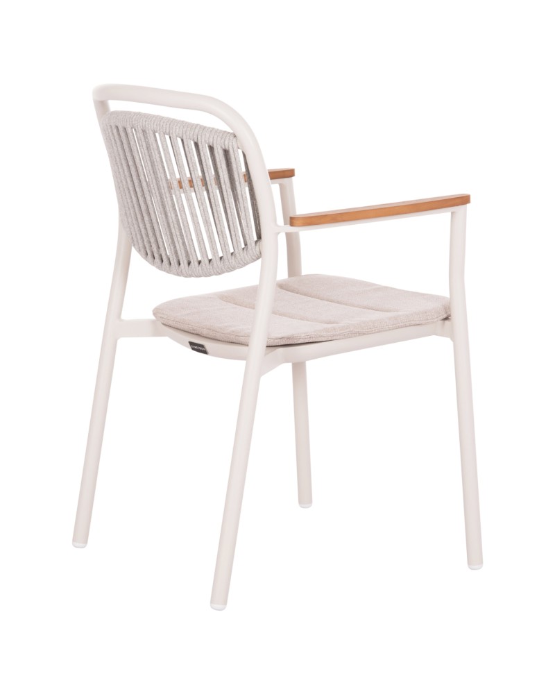 DEXTER  Arnchair | White Cream Aluminium withTeak Wood