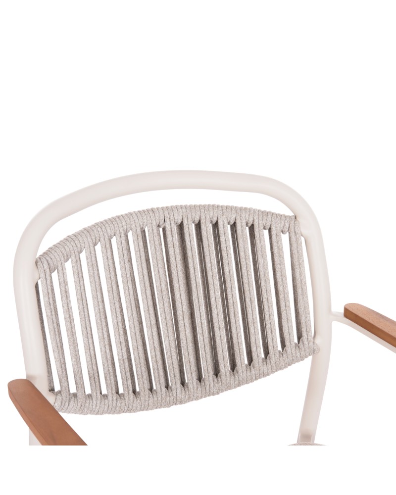 DEXTER  Arnchair | White Cream Aluminium withTeak Wood