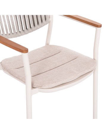 DEXTER  Arnchair | White Cream Aluminium withTeak Wood
