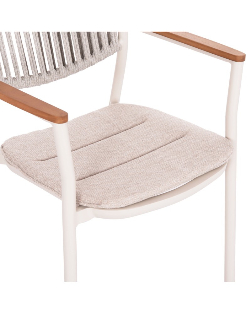 DEXTER  Arnchair | White Cream Aluminium withTeak Wood