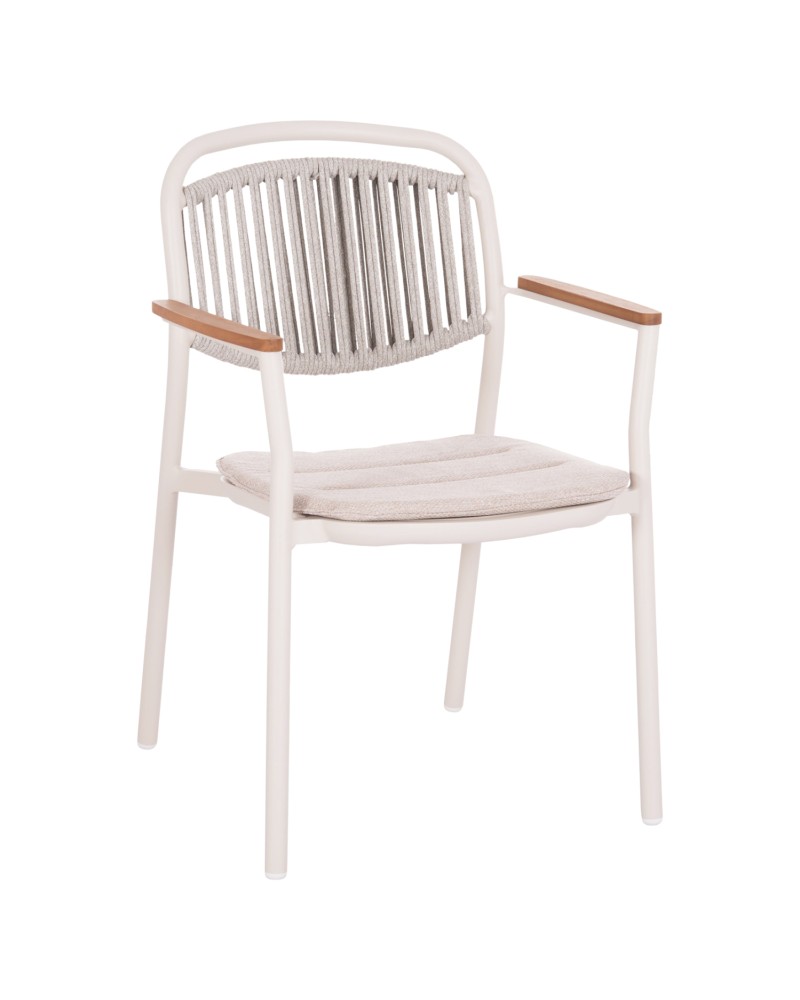 DEXTER  Arnchair | White Cream Aluminium withTeak Wood