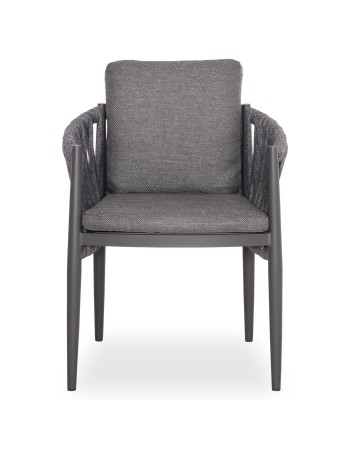 KWEEN Armchair | Dark Grey Aluminium with Rope beige