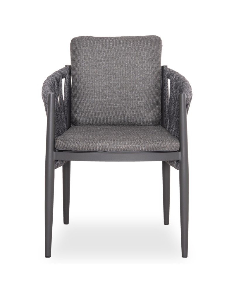 KWEEN Armchair | Dark Grey Aluminium with Rope beige