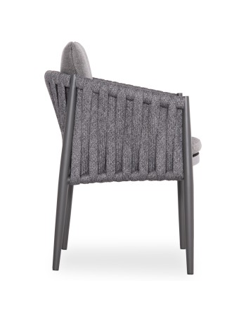 KWEEN Armchair | Dark Grey Aluminium with Rope beige