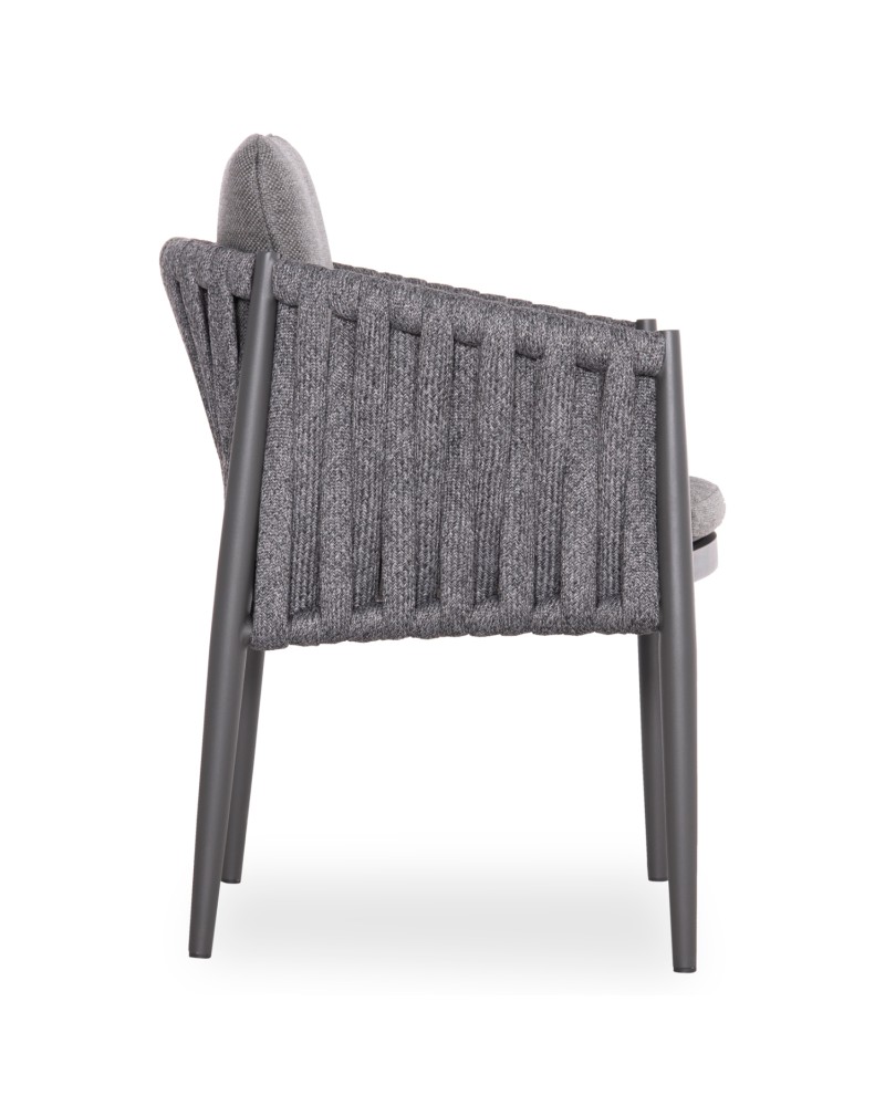 KWEEN Armchair | Dark Grey Aluminium with Rope beige