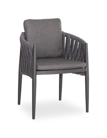 KWEEN Armchair | Dark Grey Aluminium with Rope beige