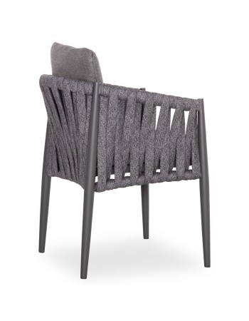 KWEEN Armchair | Dark Grey Aluminium with Rope beige