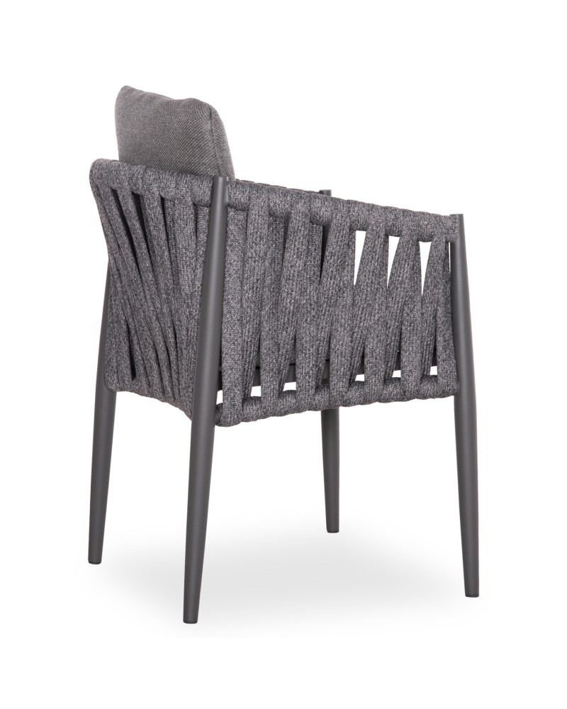 KWEEN Armchair | Dark Grey Aluminium with Rope beige