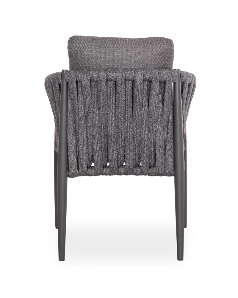 KWEEN Armchair | Dark Grey Aluminium with Rope beige