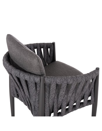 KWEEN Armchair | Dark Grey Aluminium with Rope beige