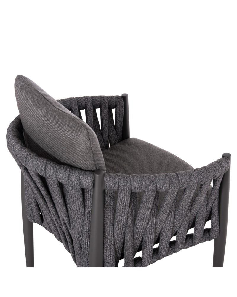 KWEEN Armchair | Dark Grey Aluminium with Rope beige