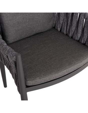 KWEEN Armchair | Dark Grey Aluminium with Rope beige