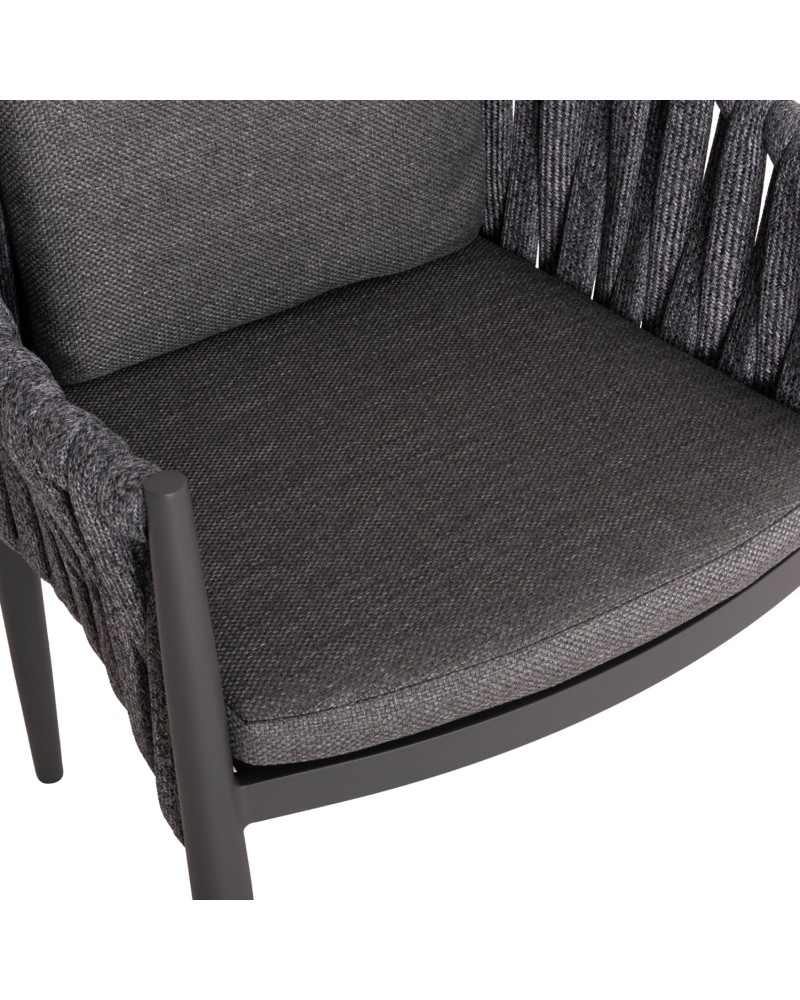 KWEEN Armchair | Dark Grey Aluminium with Rope beige