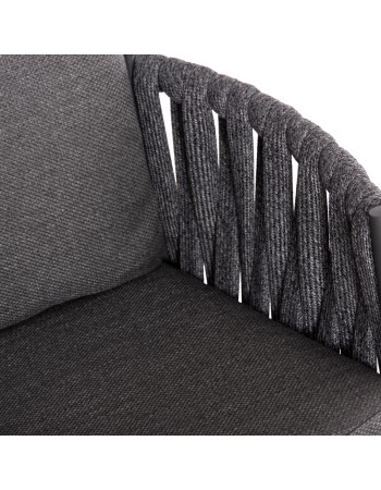 KWEEN Armchair | Dark Grey Aluminium with Rope beige