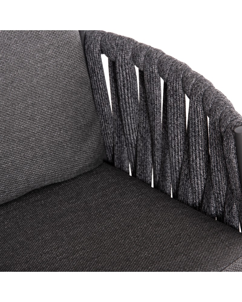 KWEEN Armchair | Dark Grey Aluminium with Rope beige