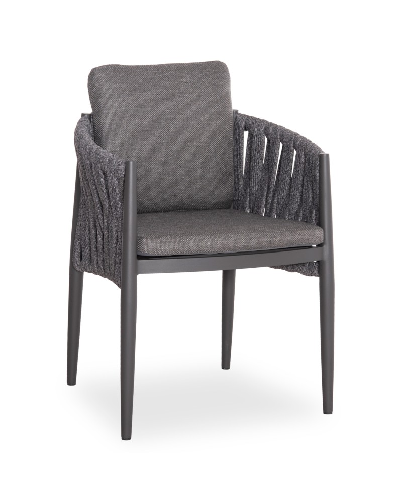 KWEEN Armchair | Dark Grey Aluminium with Rope beige