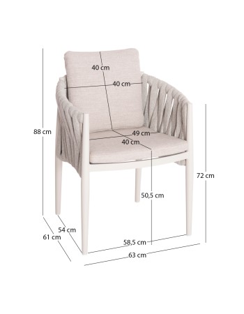 KWEEN Armchair | Cream Aluminium with Rope beige