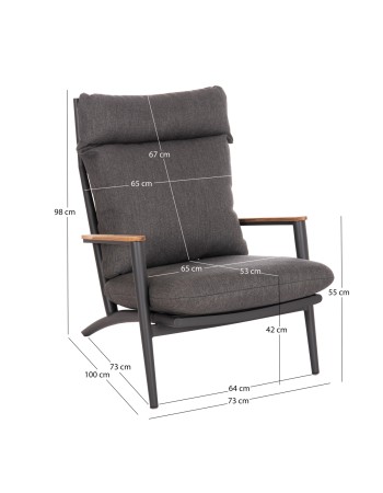 ZODIAC Armchair | Dark Grey Aluminium withTeak Wood
