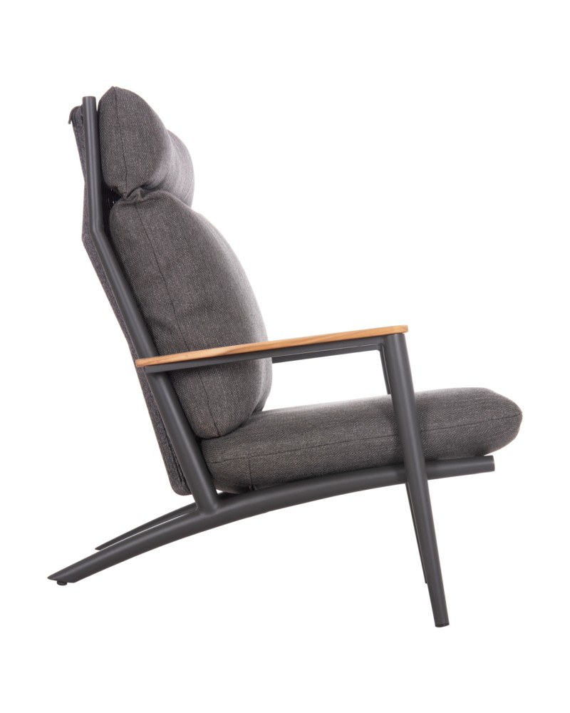 ZODIAC Armchair | Dark Grey Aluminium withTeak Wood