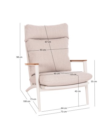 ZODIAC Armchair | Cream Aluminium withTeak Wood