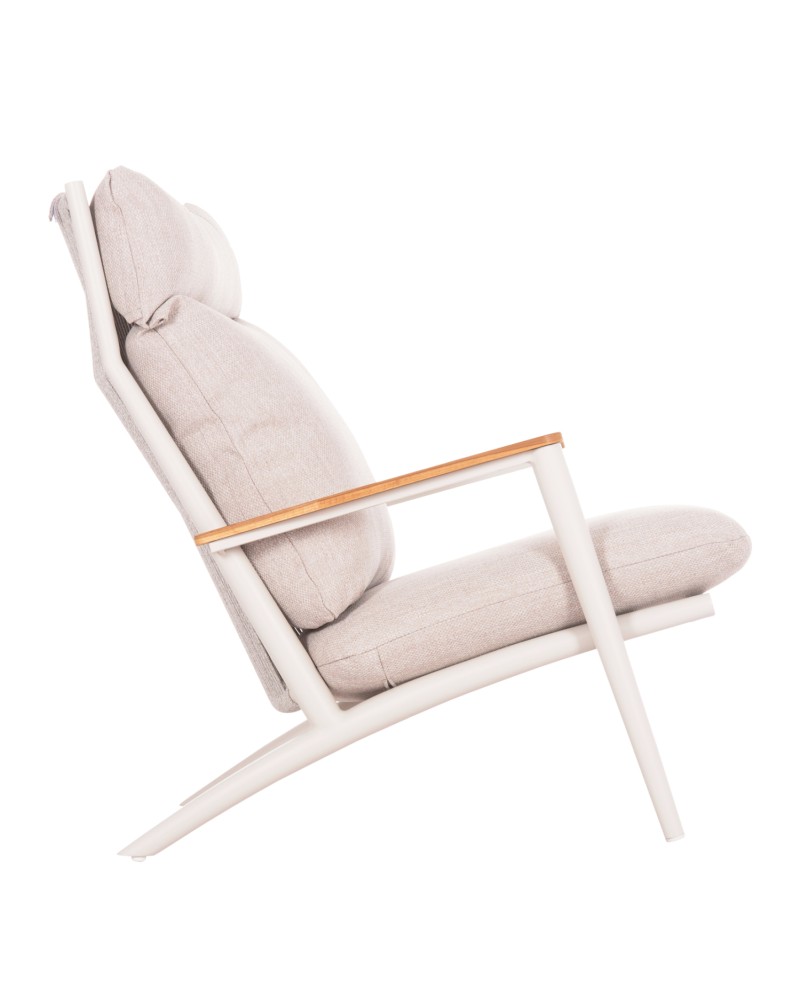 ZODIAC Armchair | Cream Aluminium withTeak Wood