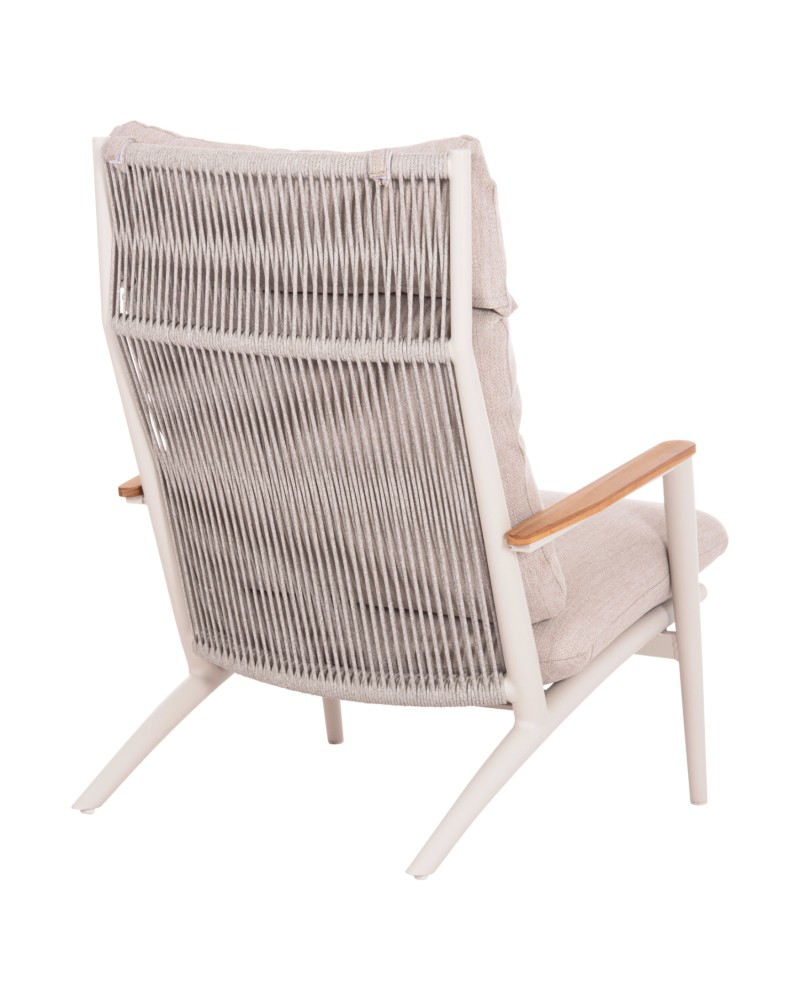 ZODIAC Armchair | Cream Aluminium withTeak Wood