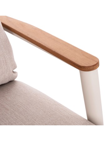 ZODIAC Armchair | Cream Aluminium withTeak Wood