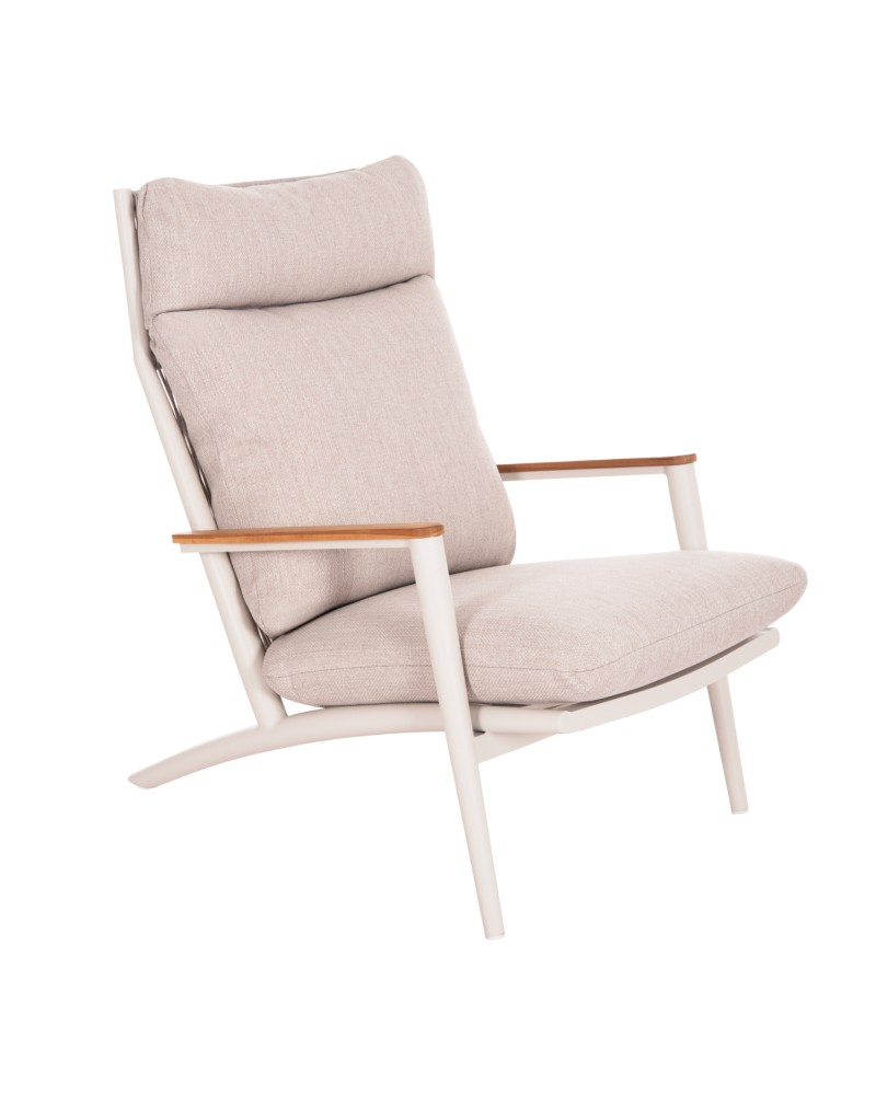 ZODIAC Armchair | Cream Aluminium withTeak Wood