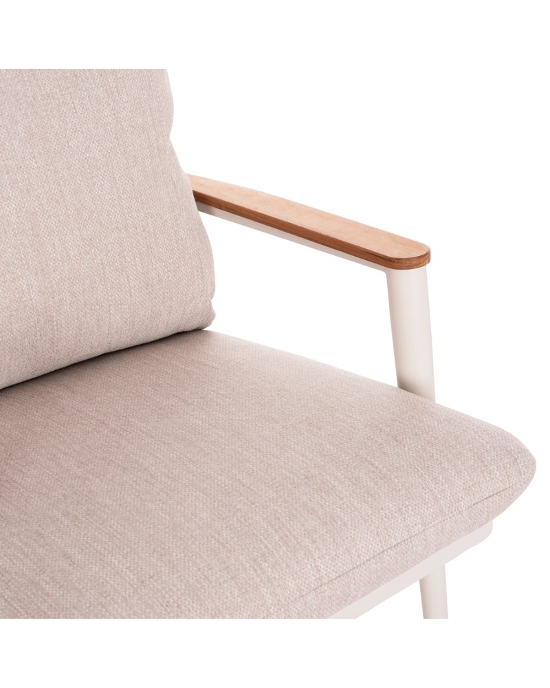 ZODIAC Armchair | Cream Aluminium withTeak Wood