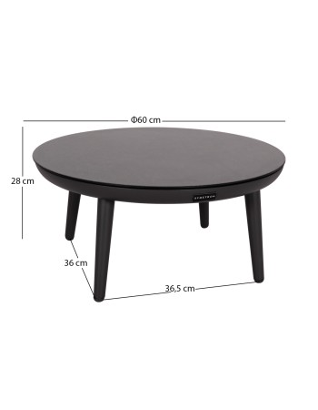 ZODIAC Coffee Table 60x28cm | Grey Aluminium with Glass Top