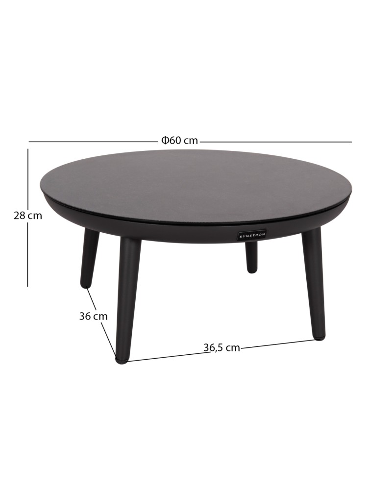 ZODIAC Coffee Table 60x28cm | Grey Aluminium with Glass Top