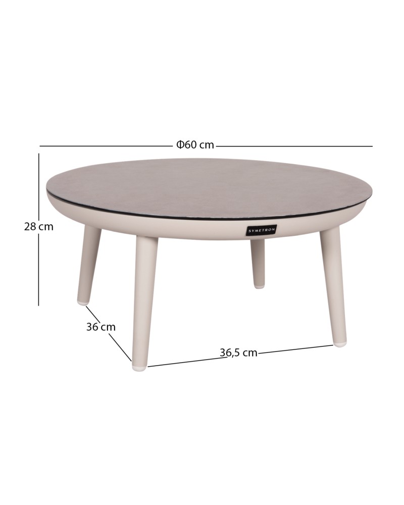 ZODIAC Coffee Table 60x28cm | Cream Aluminium with Glass Top