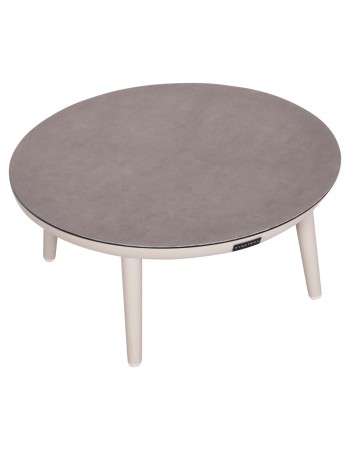 ZODIAC Coffee Table 60x28cm | Cream Aluminium with Glass Top