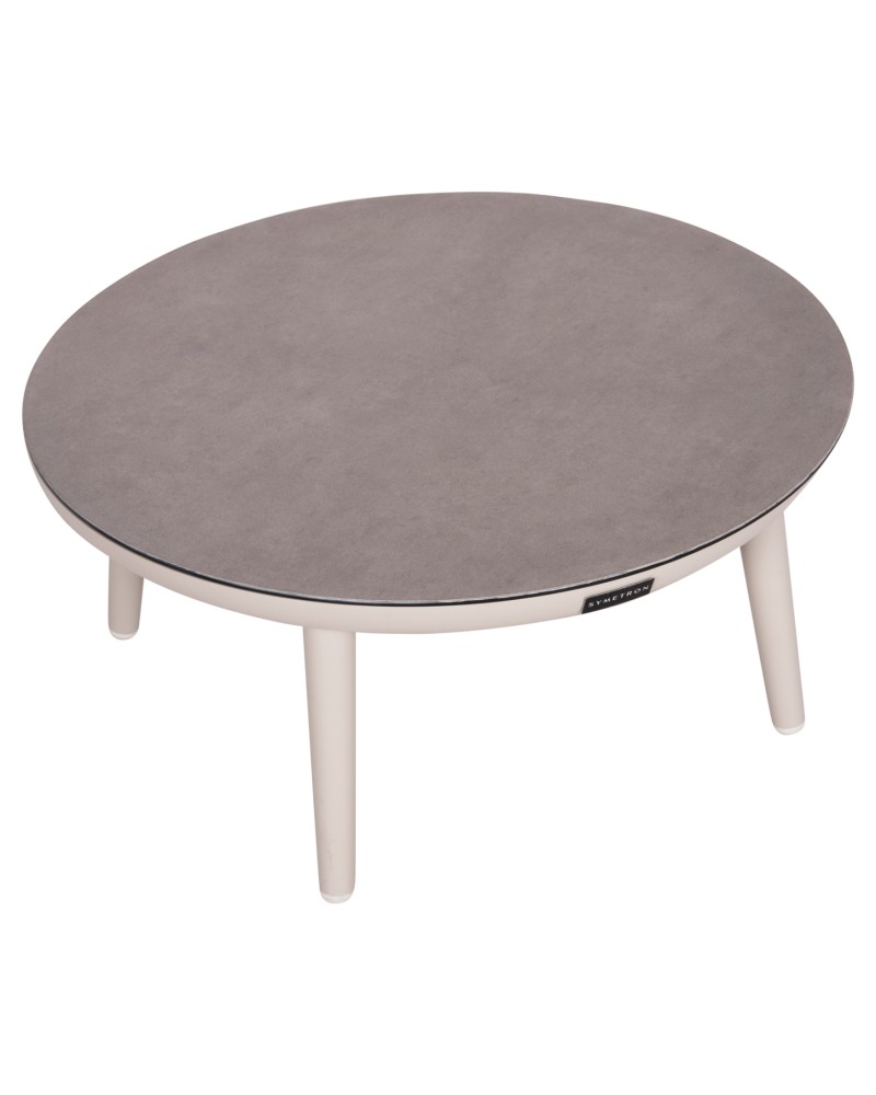 ZODIAC Coffee Table 60x28cm | Cream Aluminium with Glass Top