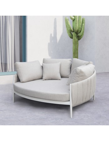 MAVERICK  Sunbed  Double | ALUMINIUM CREAM -BEIGE OLEFIN PILLOW