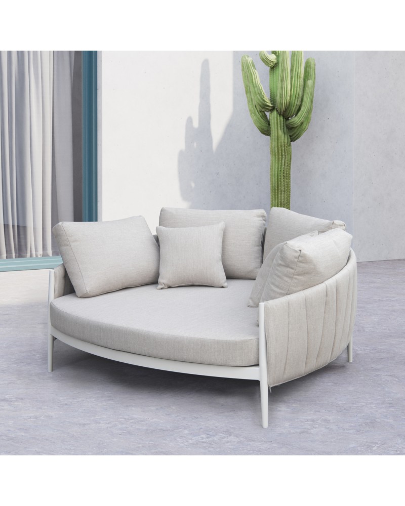MAVERICK  Sunbed  Double | ALUMINIUM CREAM -BEIGE OLEFIN PILLOW