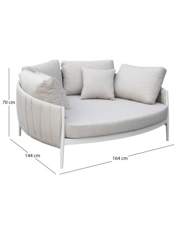 MAVERICK  Sunbed  Double | ALUMINIUM CREAM -BEIGE OLEFIN PILLOW