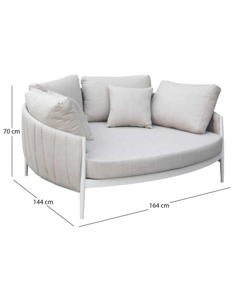 MAVERICK  Sunbed  Double | ALUMINIUM CREAM -BEIGE OLEFIN PILLOW