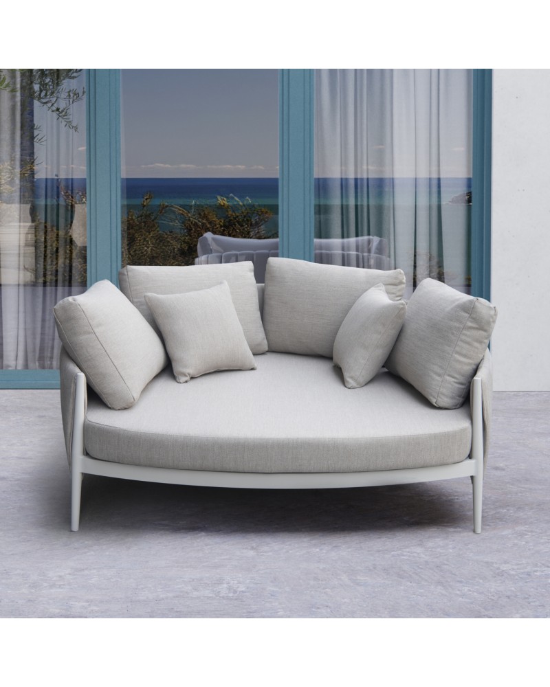 MAVERICK  Sunbed  Double | ALUMINIUM CREAM -BEIGE OLEFIN PILLOW