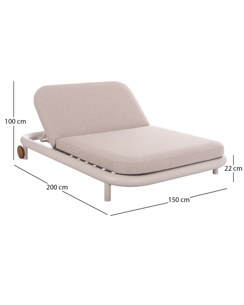 EUTOPIA Sunbed Double | ALUMINIUM CREAM -BEIGE OLEFIN PILLOW